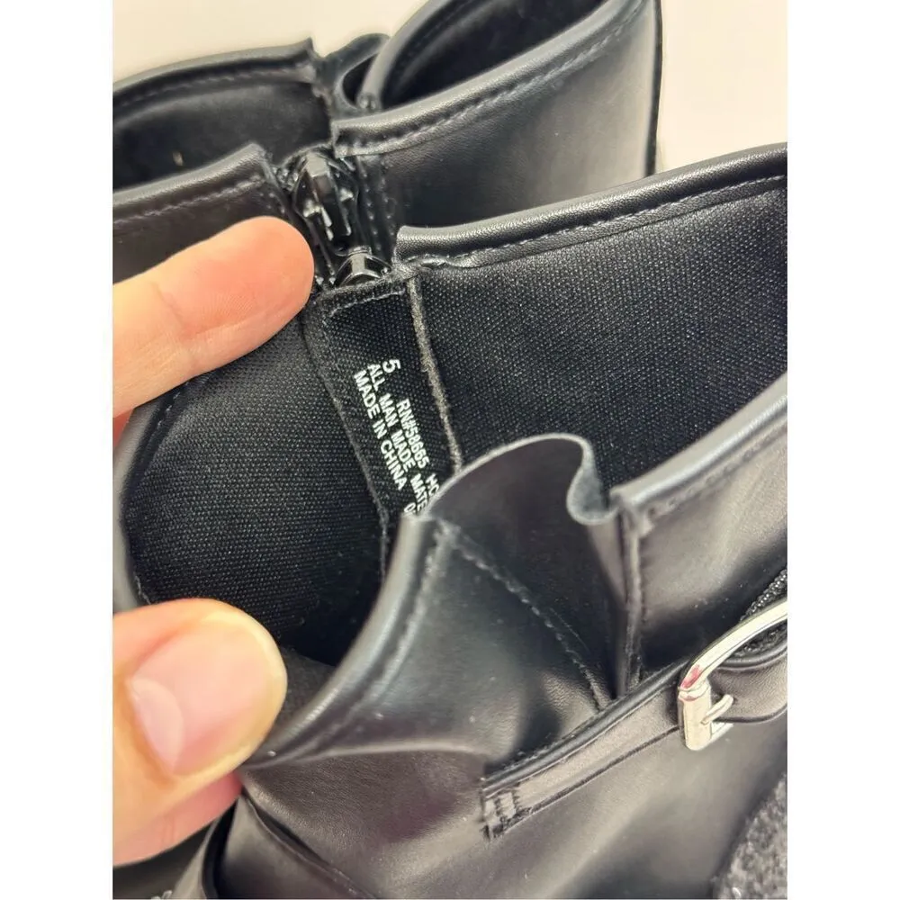 Harper Canyon‎ Boots Size 5 Black Buckle Detail Lug Sole Block Heel Side Zip NEW Black - Image 7