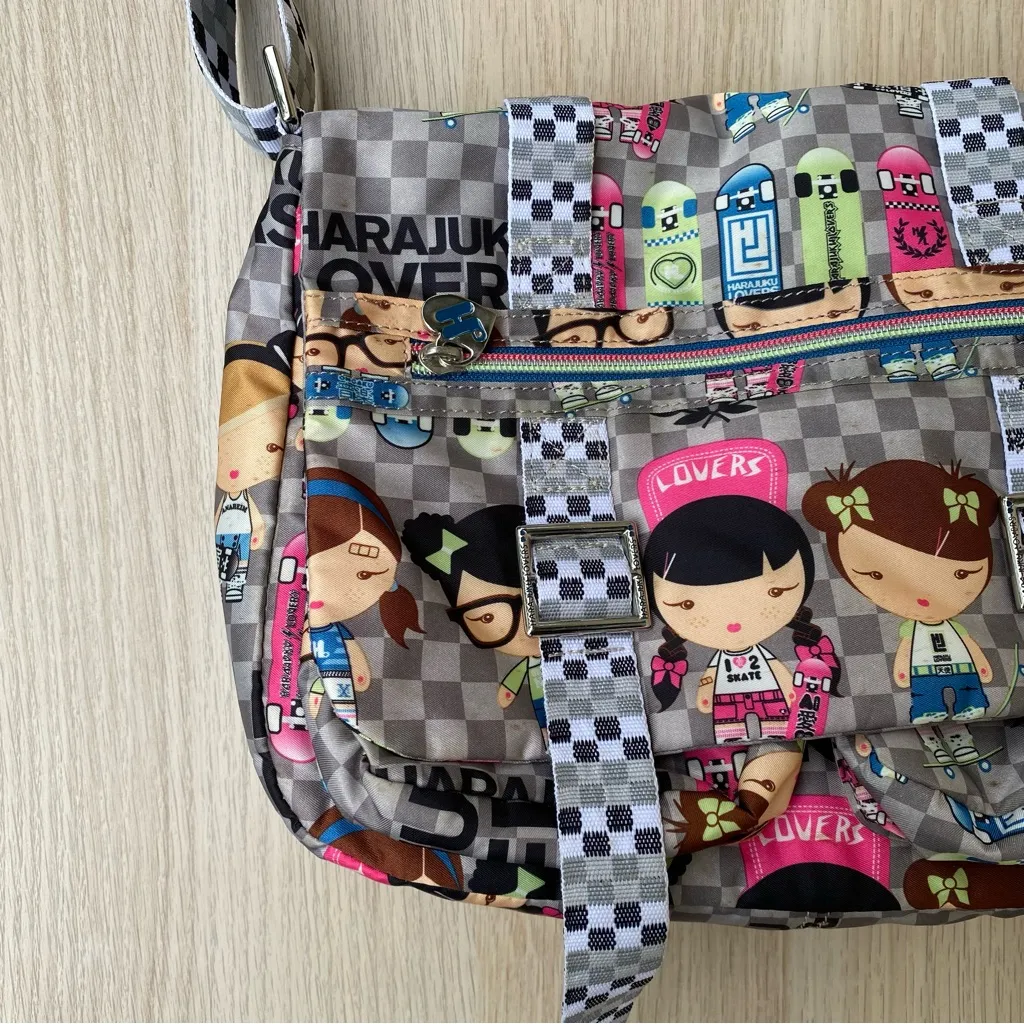 NWOT Y2K Kawaii Harajuku Girls Characters Checkerboard Crossbody/Messenger Bag - Image 2