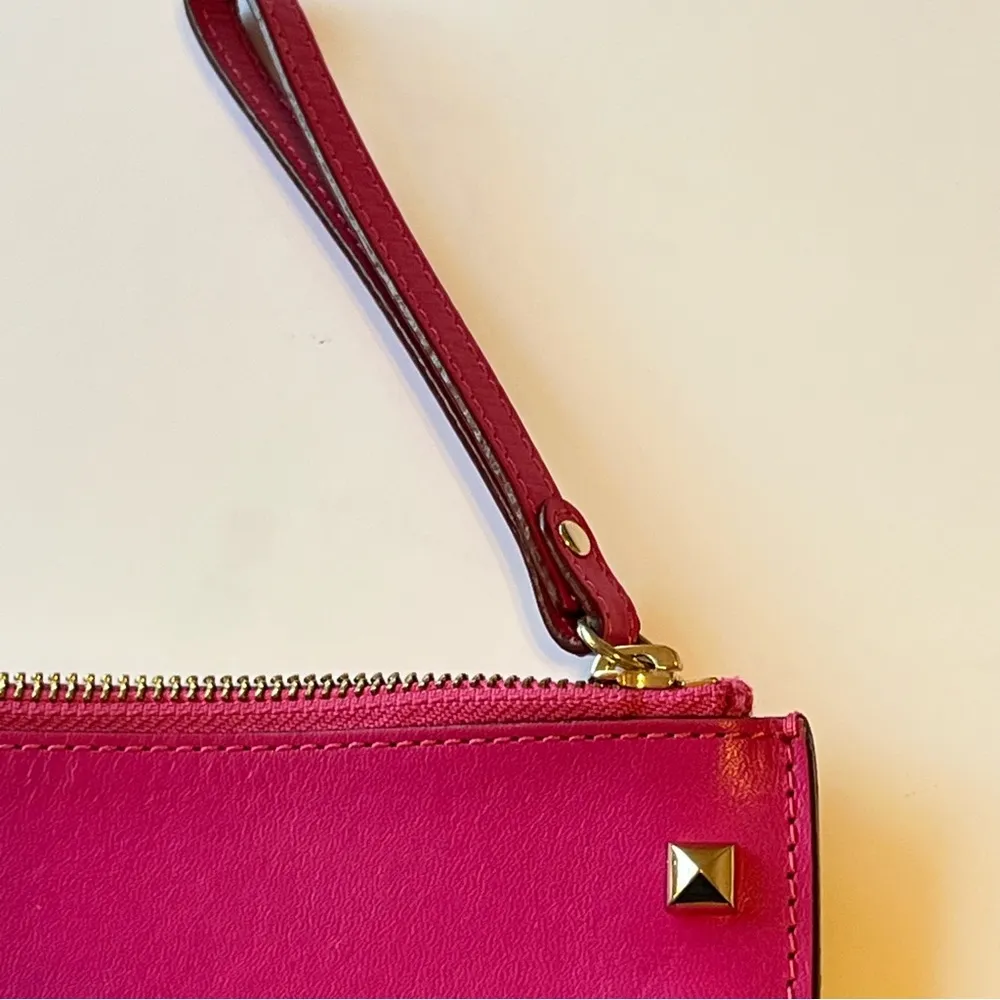 Rebecca Minkoff Two Tone Studded leather Clutch/Wristlet fuchsia and grey - Image 9