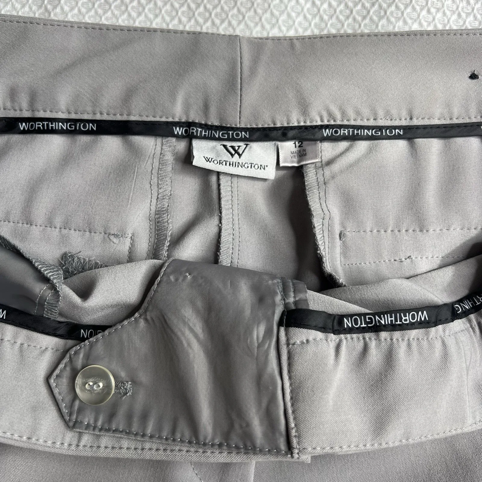 Worthington Women's Size 12 Gray Dress‎ Pants with Flared Leg Rolled Hem Pockets - Image 4