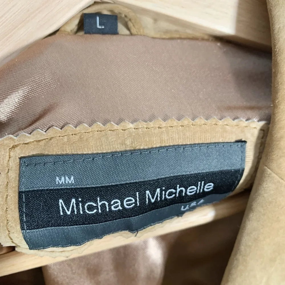 Vintage Michael Michelle Y2k Suede Button Down Jacket Tan Size Medium - Image 11
