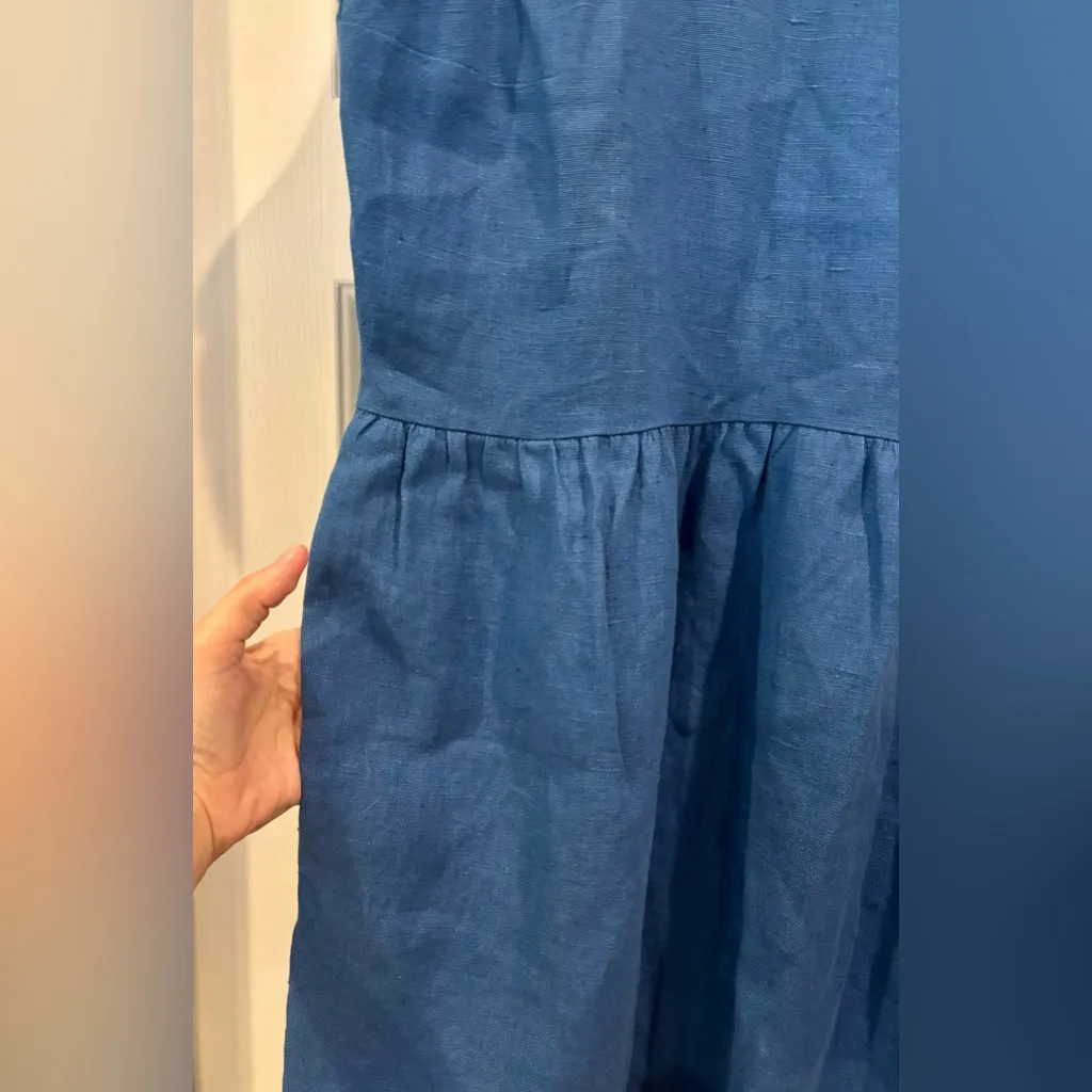 NAOMI NOMI 100% Linen Midi Length Dress | Sleeveless | Pockets | Royal Blue | XL - Image 6