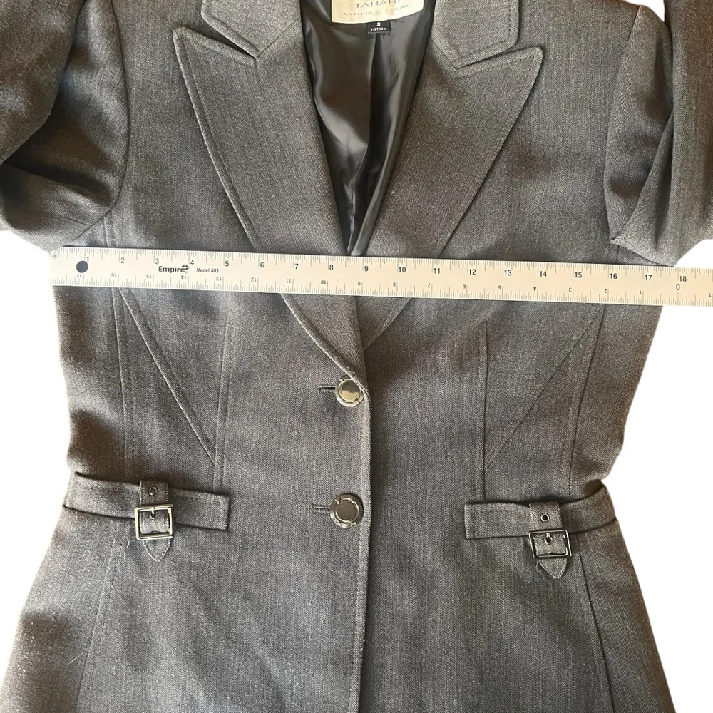 Tahari Arthur S. Levine tailored blazer 2 button career office charcoal sz 2 - Image 4