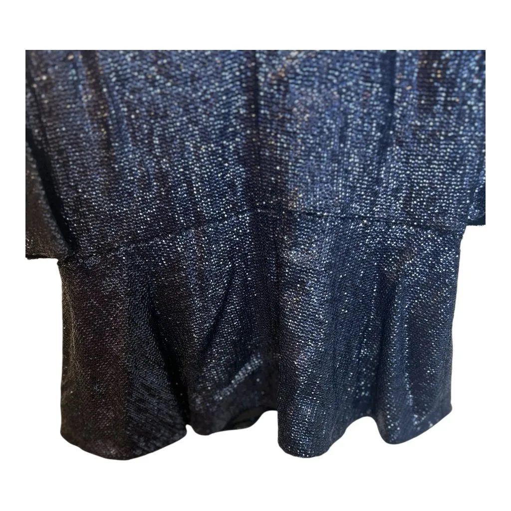 Rachel Zoe Clover Baby Doll Sequin Blouse Top Size 6 Navy Blue V-Neck NWT - Image 4
