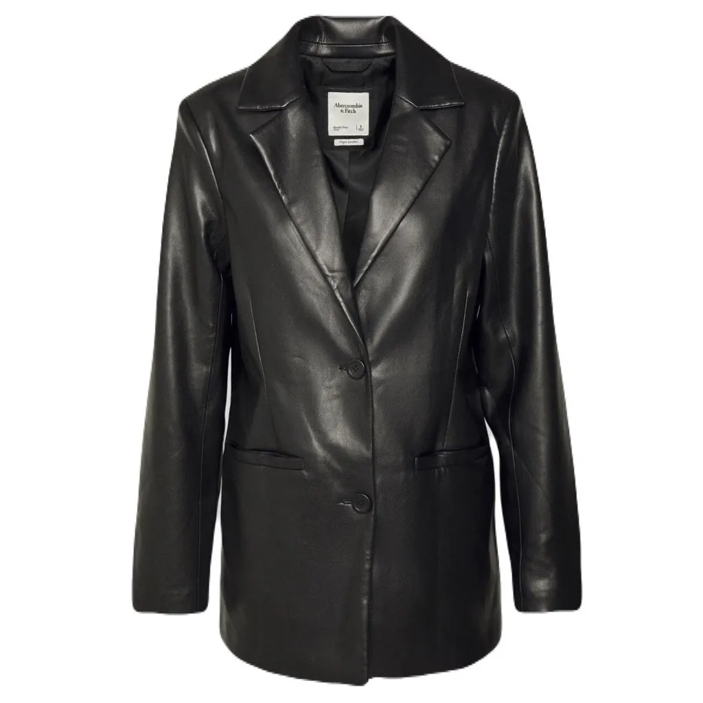 Abercrombie and Fitch Black Vegan Leather Blazer Jacket - Image 4