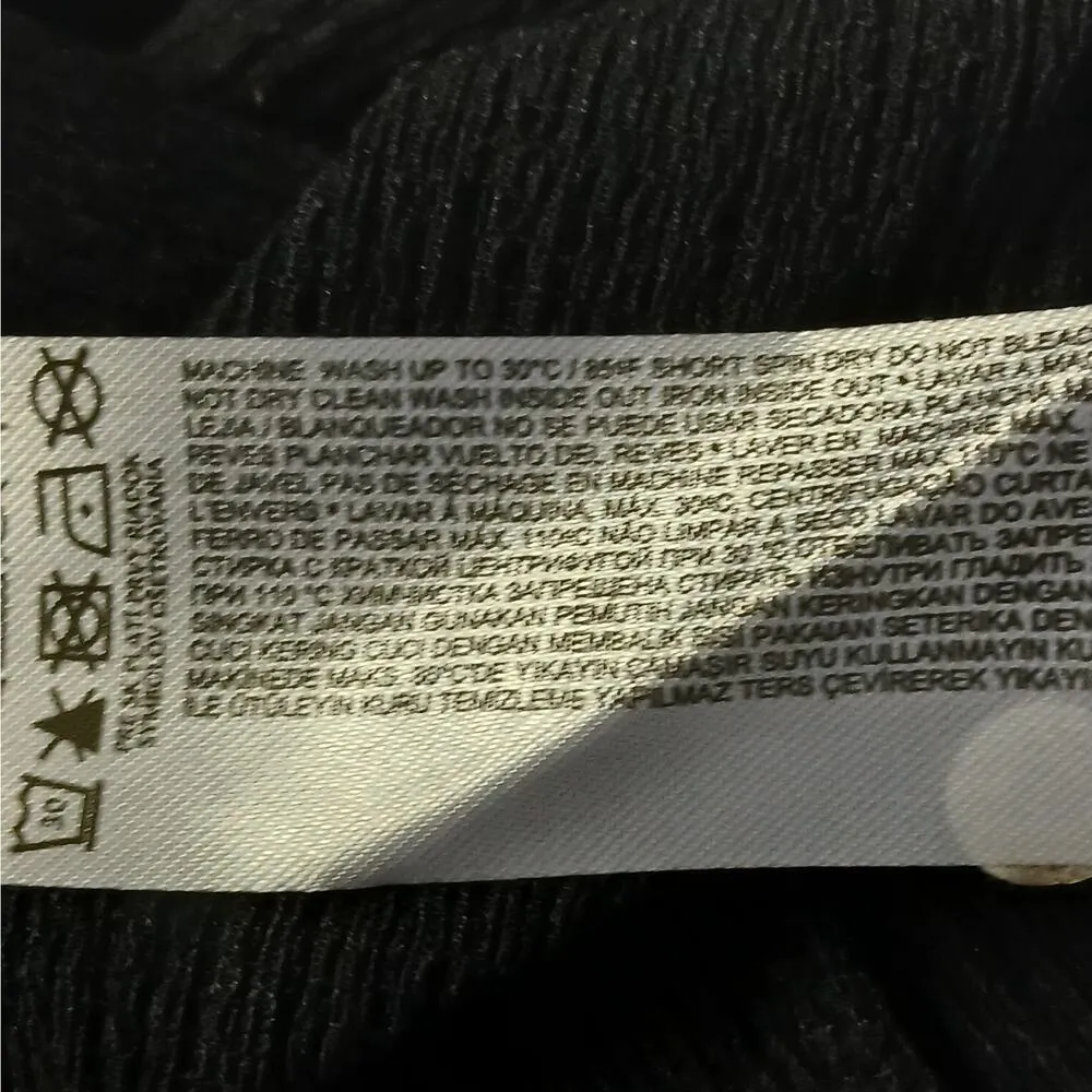 Mango MNG Faux Wrap Midi Dress Women's 8 Black Long Sleeve Business Casual - Image 11