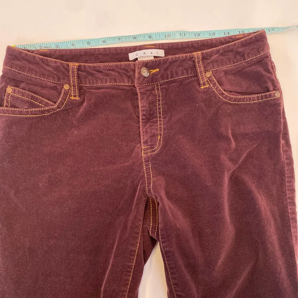 CAbi Maroon/Burgundy Velour Bootcut Flare Pants EUC Sz 10 Cotton Retro Holiday - Image 7