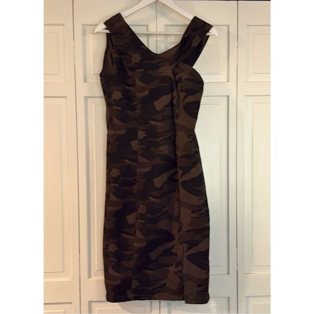 New York & Company Camo off shoulder knee slit dress M Green Size M - Image 3