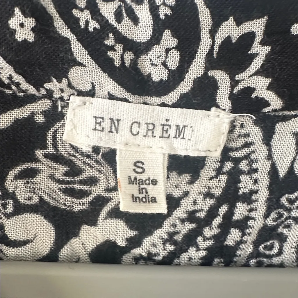 En‎ Crème Black Multicolor Paisley Boho Peasant Tunic Top - Image 2