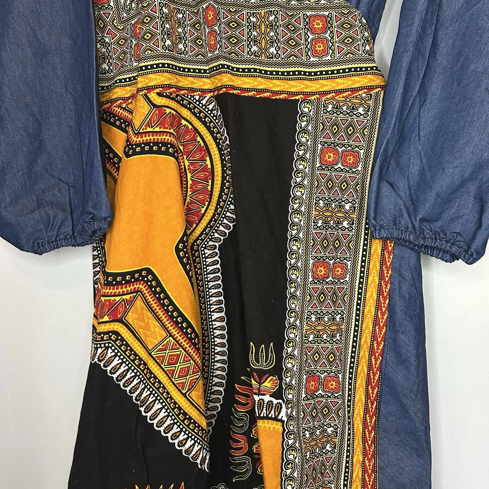 Look At Me Women's Wrap Dress‎ One Size V Neck Long Sleeve Colorful Cotton - Image 3