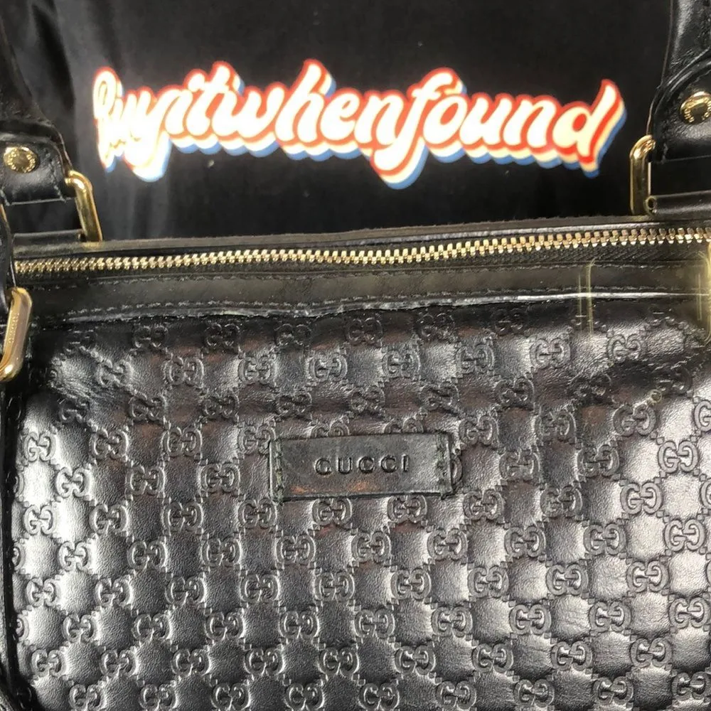 GUCCI GG Guccissima Black Leather Top Handle Oversized Crossbody Shoulder Bag - Image 14