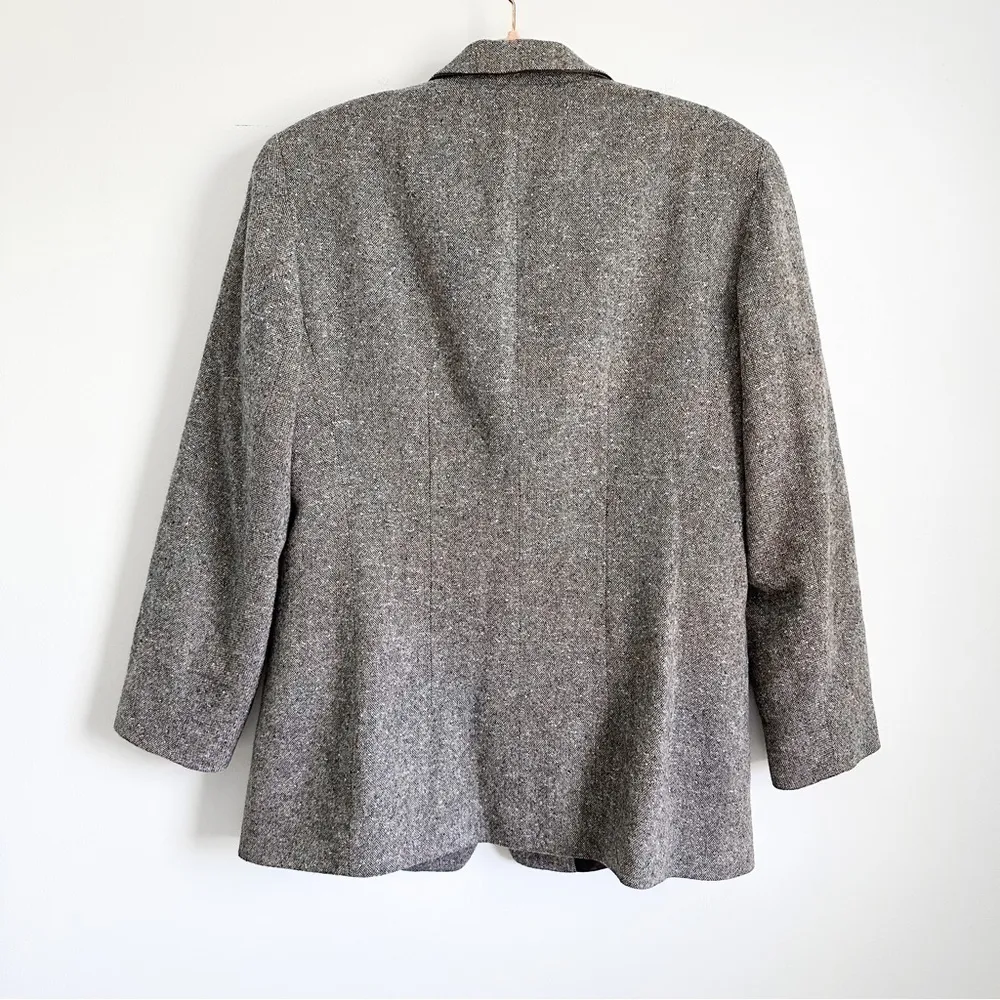 Lafayette 148 New York Gray Tweed Wool Cashmere Blazer sz 12 - Image 5