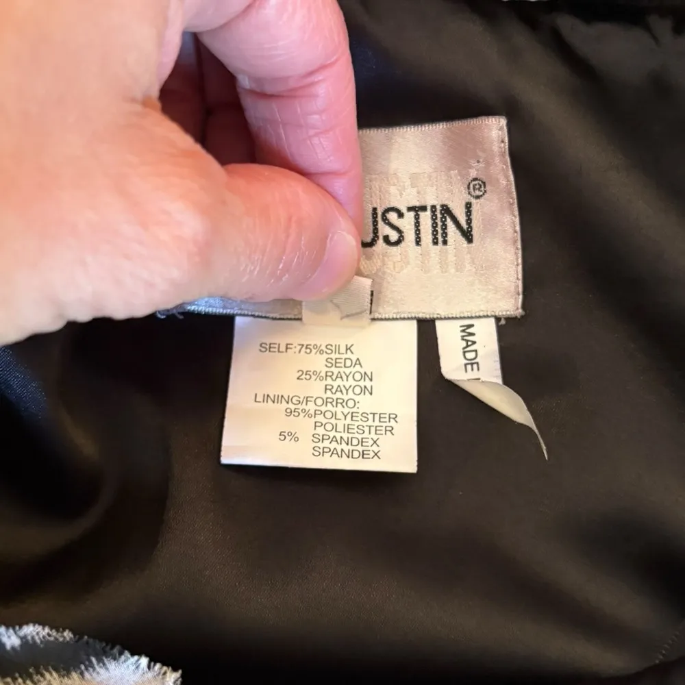 Nina Austin Silk Blend Cocktail Dress Knee Length Zebra Print Womens Size Small Black - Image 7