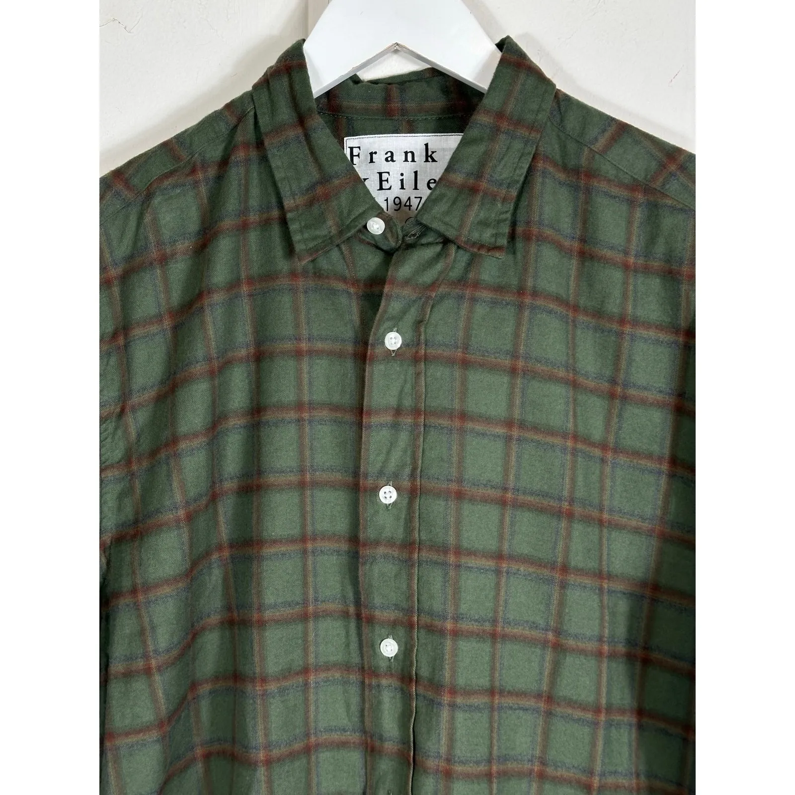 Frank & Eileen Finbar Plaid Flannel Shirt Size Small Green Relaxed Button Down - Image 4
