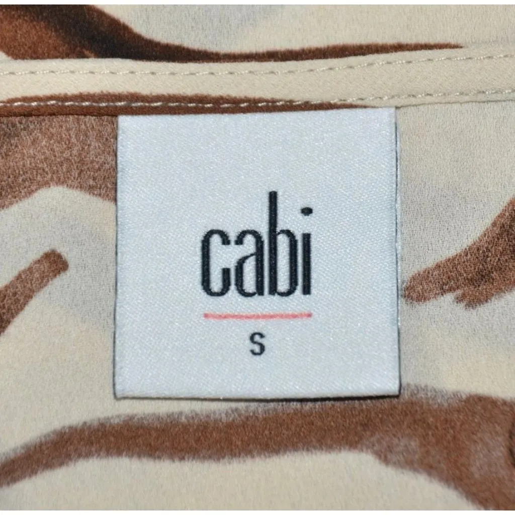 Cabi Ladies Brown Animal Tiger Print V-Neck Cap Sleeve Blouse Top Size S Light - Image 7