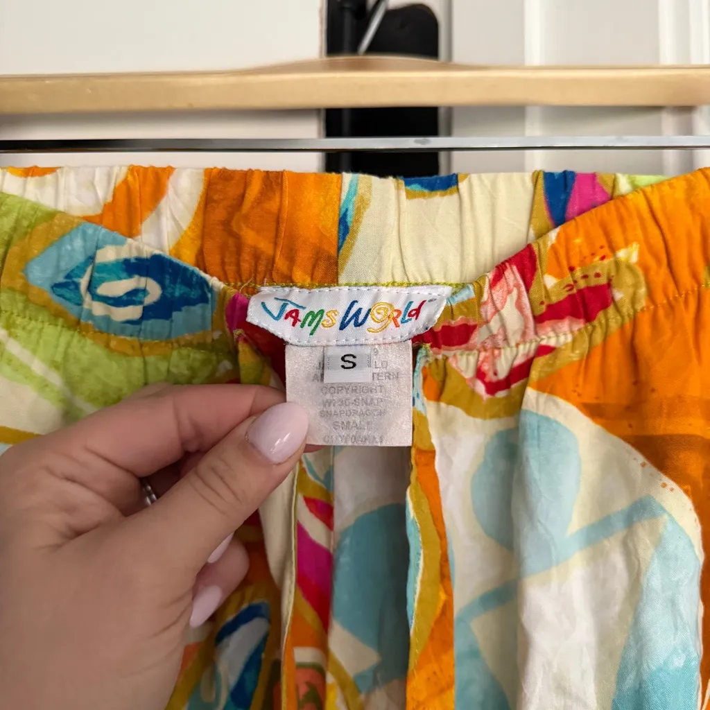 Jams World Pants Floral Pull On Pants Drawstring Wide Leg - Image 2