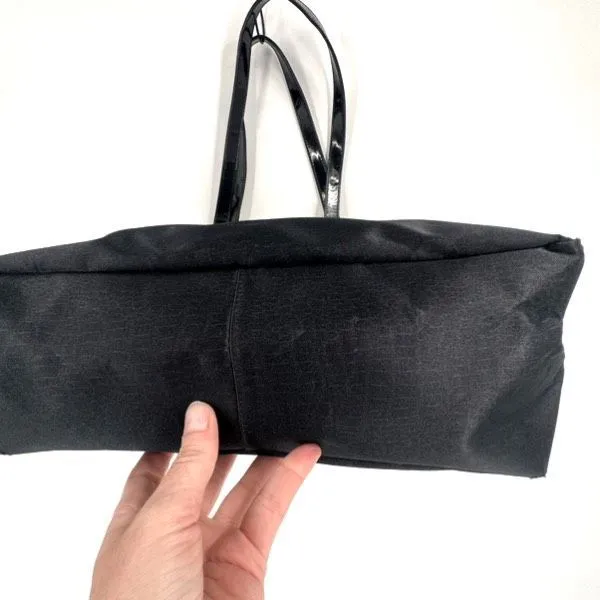 Falchi Sport‎ Black Shoulder Tote Bag Logo Smooth Canvas Patent Leather Straps - Image 8