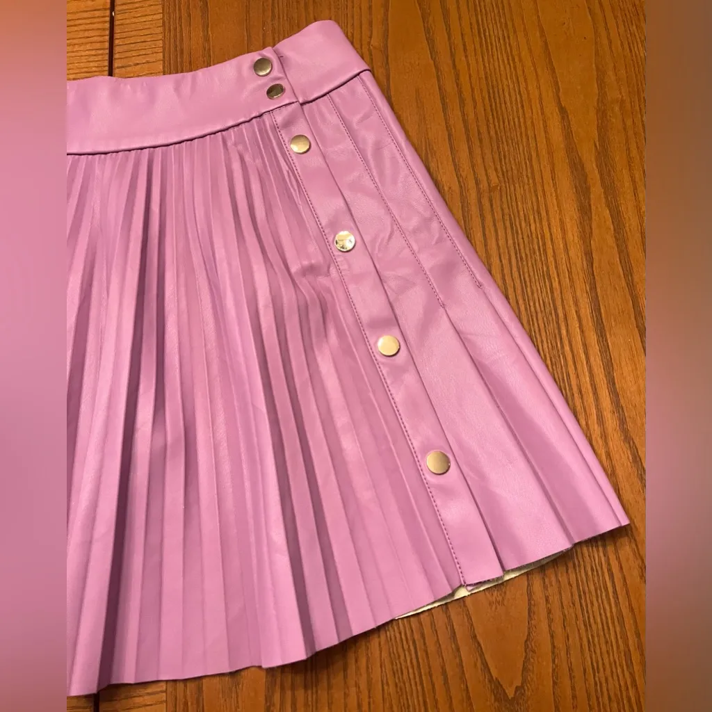 ZARA Lilac Vegan Faux Leather Pleated Mini Skirt Size XS Bloggers Fave RARE‎ - Image 10