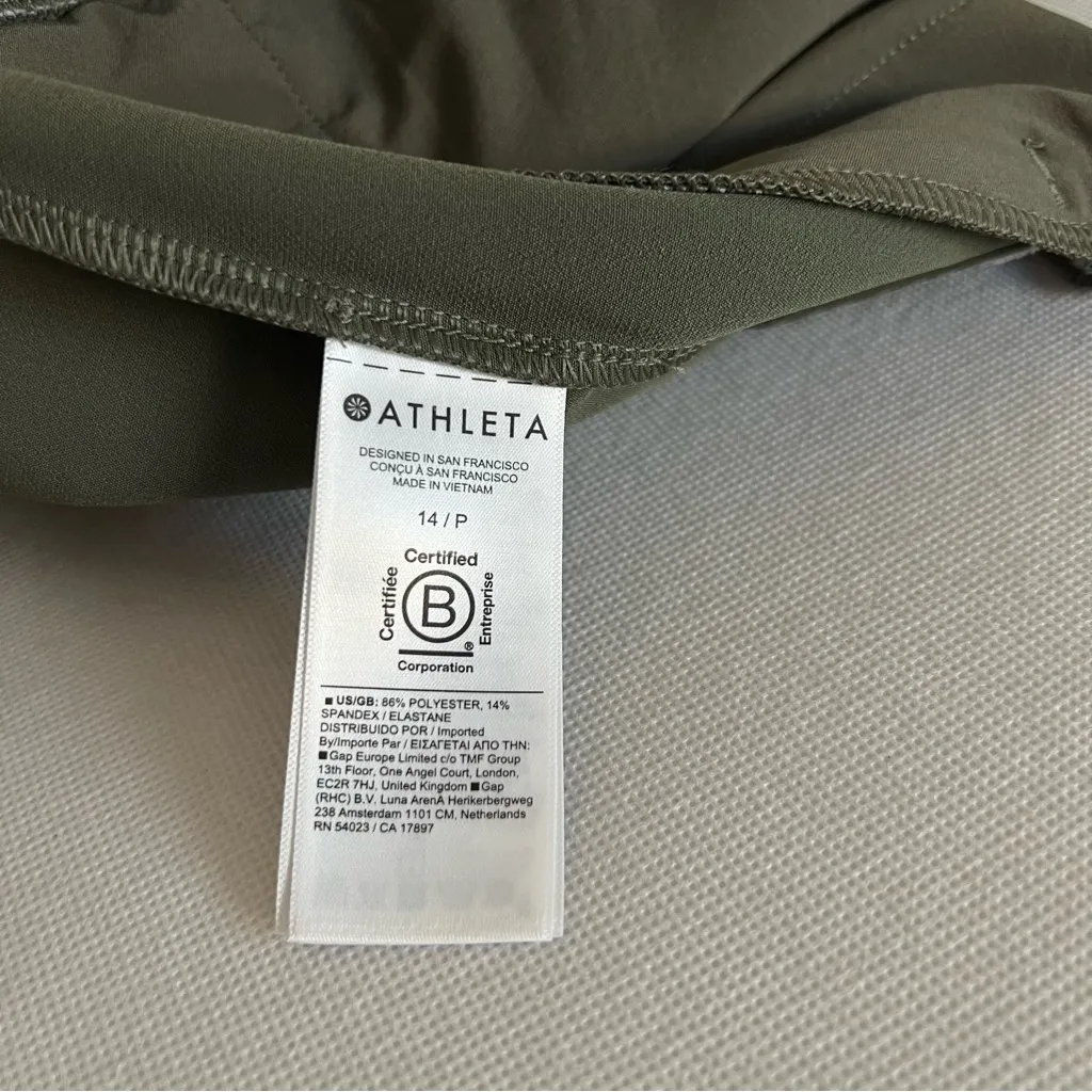 Athleta Endless Pant Plus Size 14 Petite Bali Green Straight Leg Side Zip Pocket - Image 5