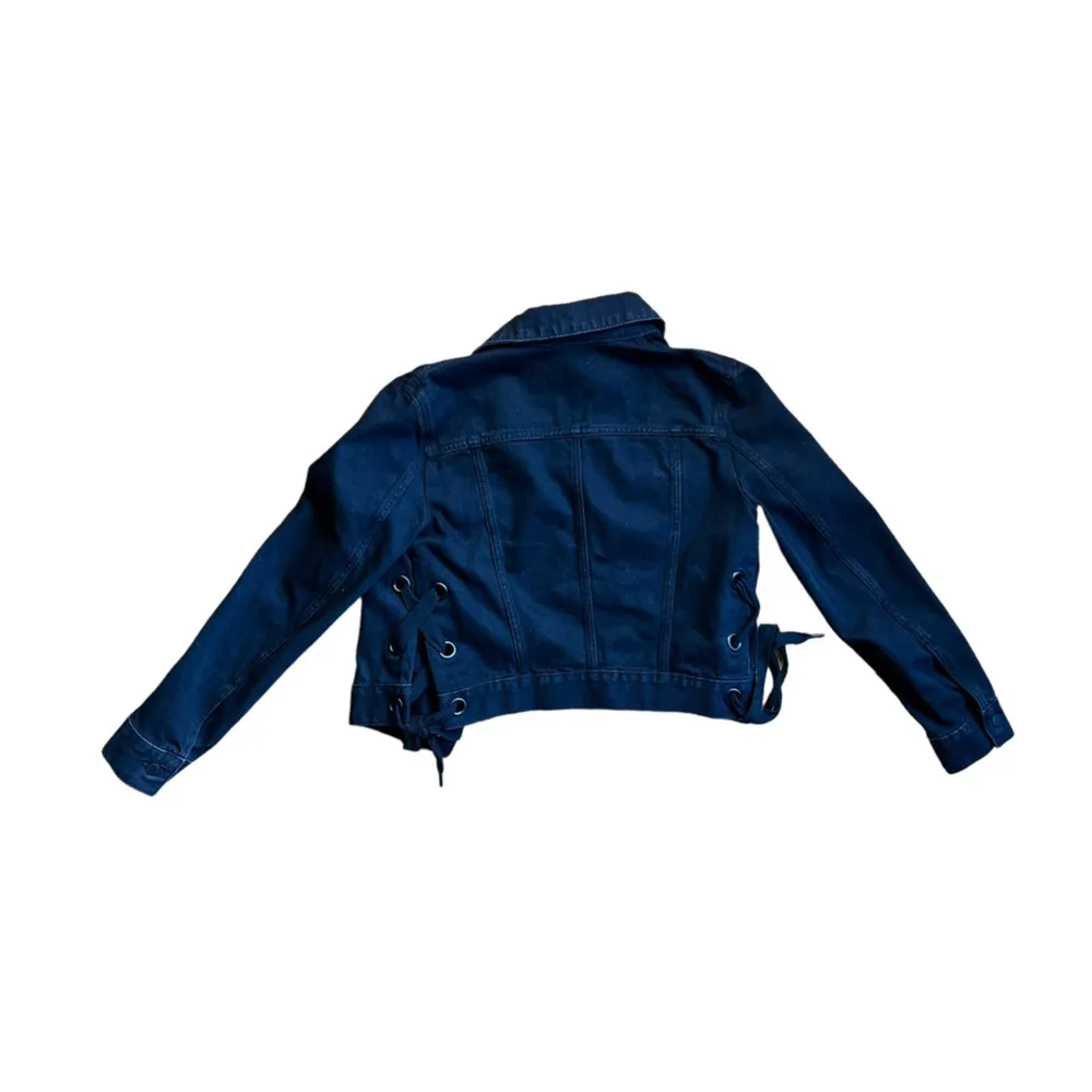 & Other Stories Black Crop Denim Jacket Tie Waist Size 6 - Image 7