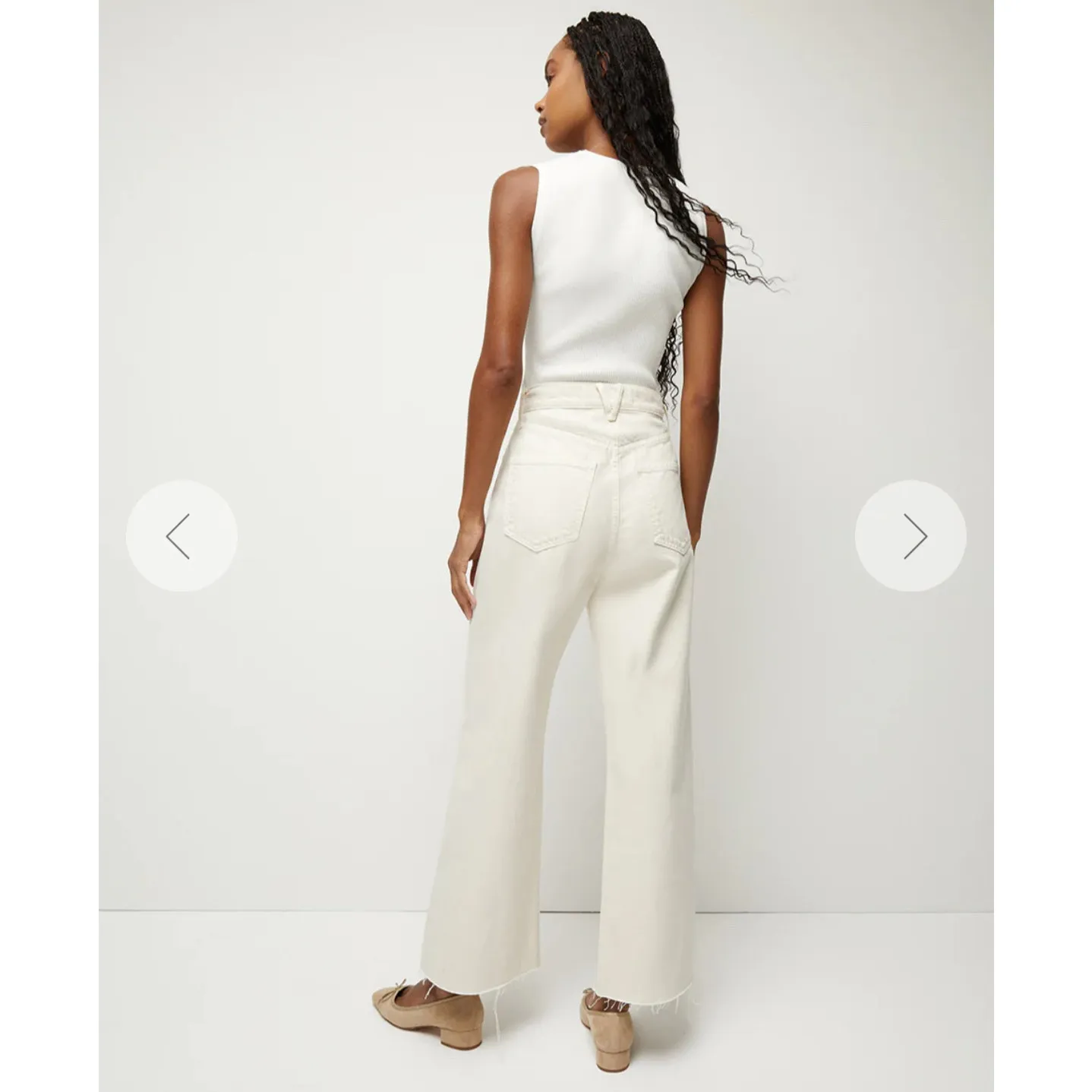 Veronica beard Ecru TAYLOR CROPPED WIDE-LEG high rise JEAN size 32/ US 14 - Image 3