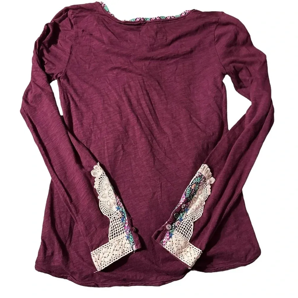 Little Yellow Button women's XS long sleeve purple shirt with lace - Image 2