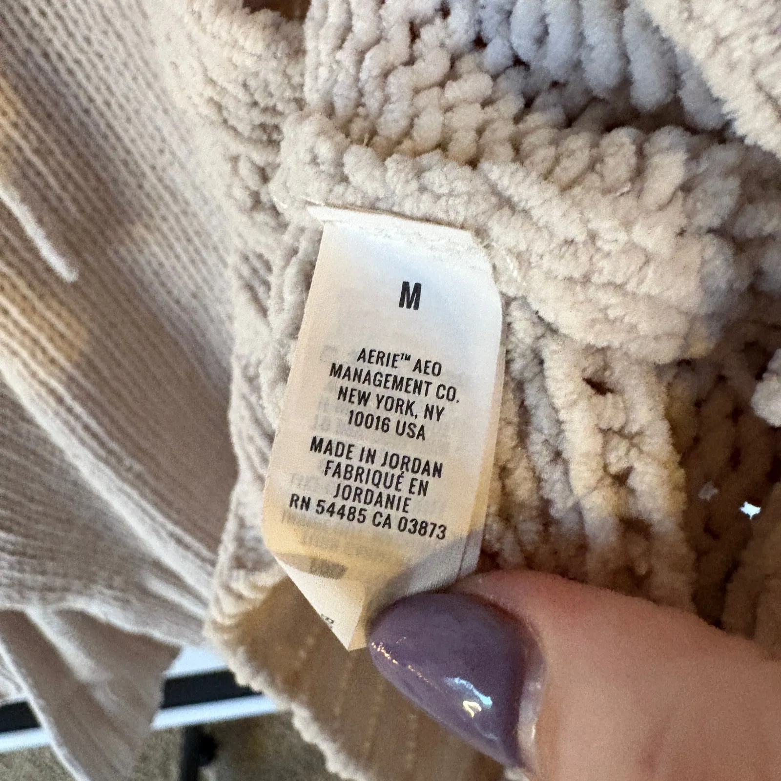 Aerie Crochet Chenille Cream Knit Hoodie Sweater Soft Cozy Oversized Boho Medium - Image 13