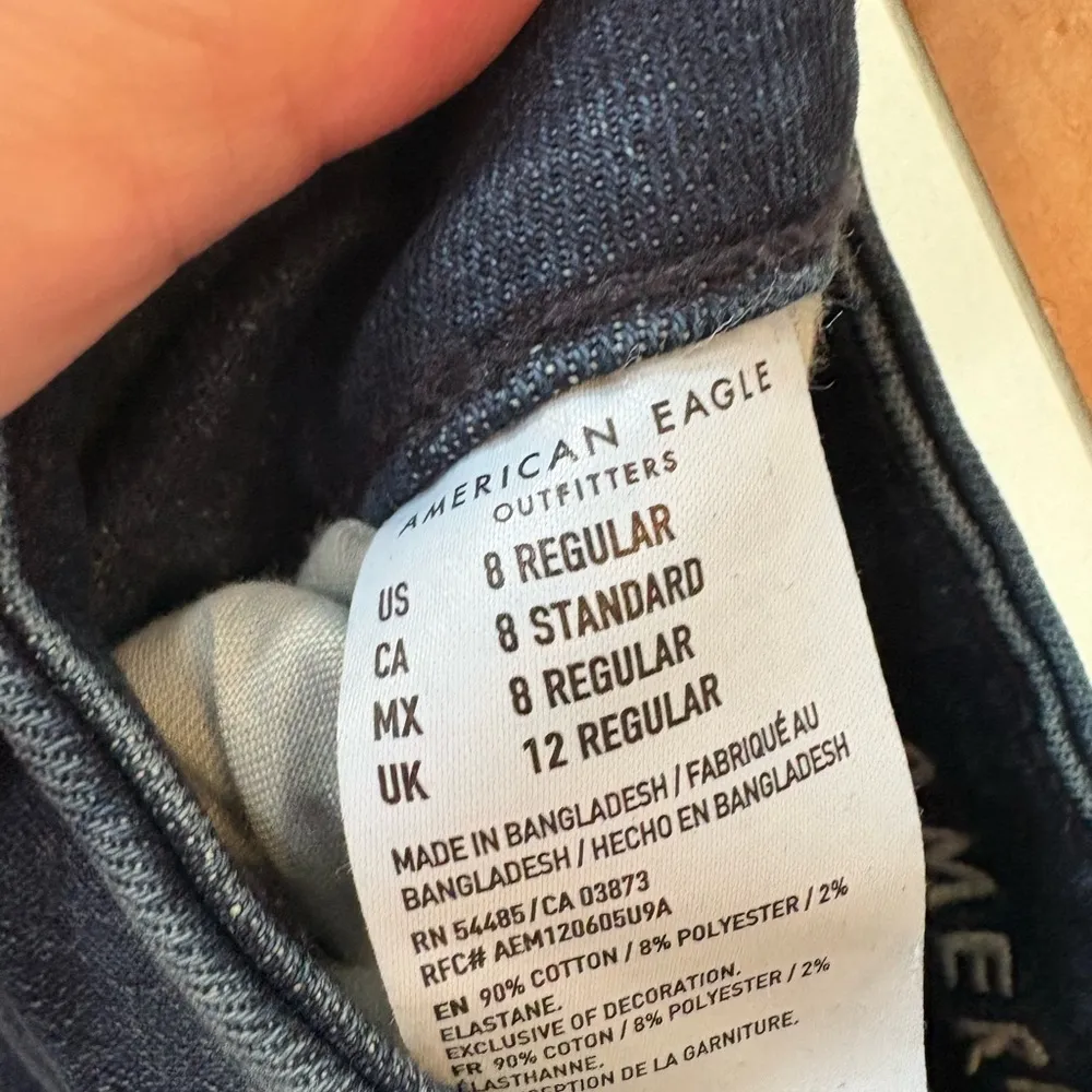 American Eagle Jeans Next Level Stretch High Rise Distressed Dark Wash Denim 8Rg - Image 8