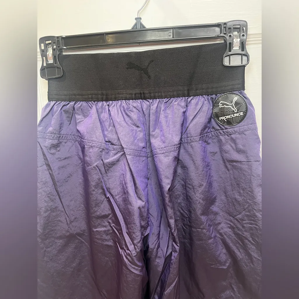 Puma Pronounce High Waisted Athletic Pants Relaxed Fit Size XXS Purple - Image 4