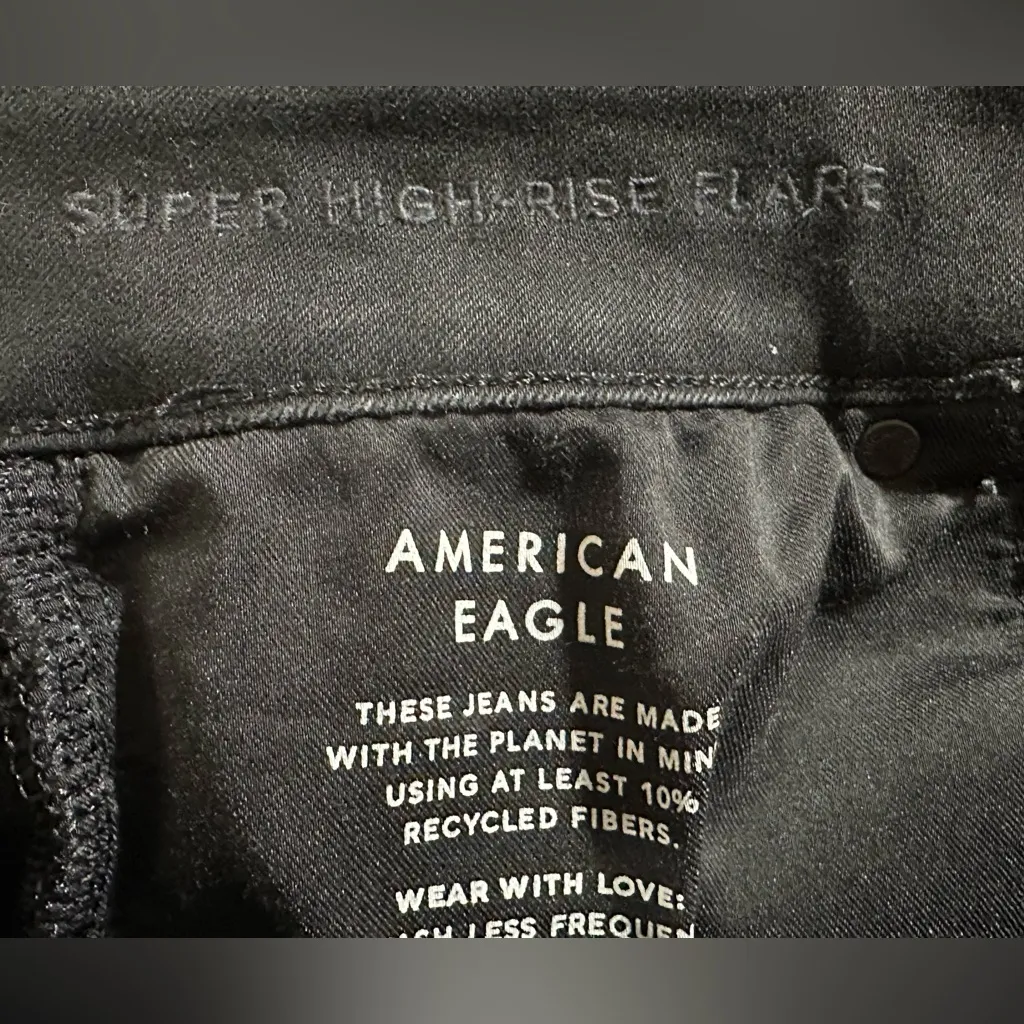 AMERICAN EAGLE Super High Rise Flare Jeans size 14 x-short black - Image 11