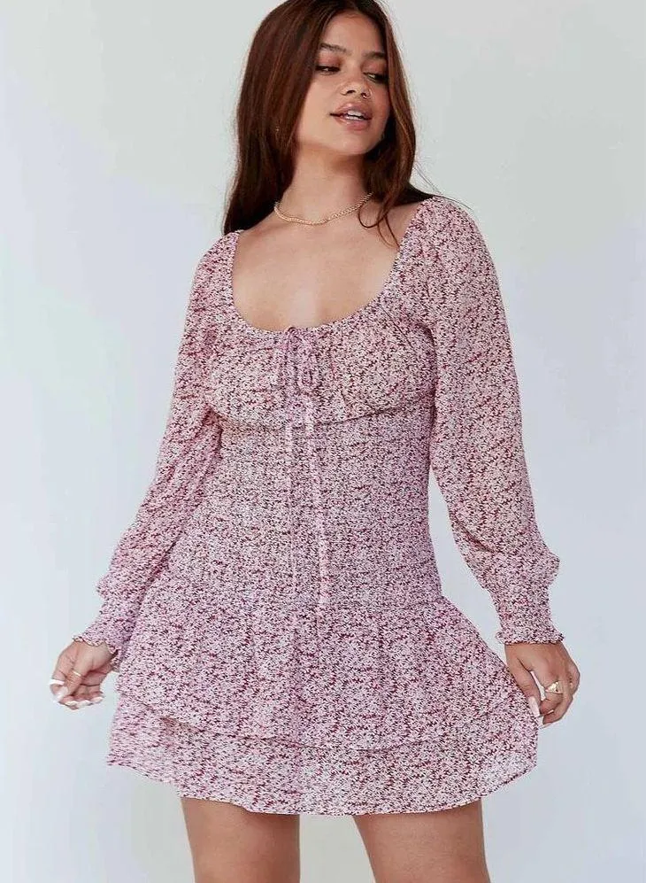 Princess Polly CARRILLO smocked long sleeve floral MINI DRESS size 2 - Image 3