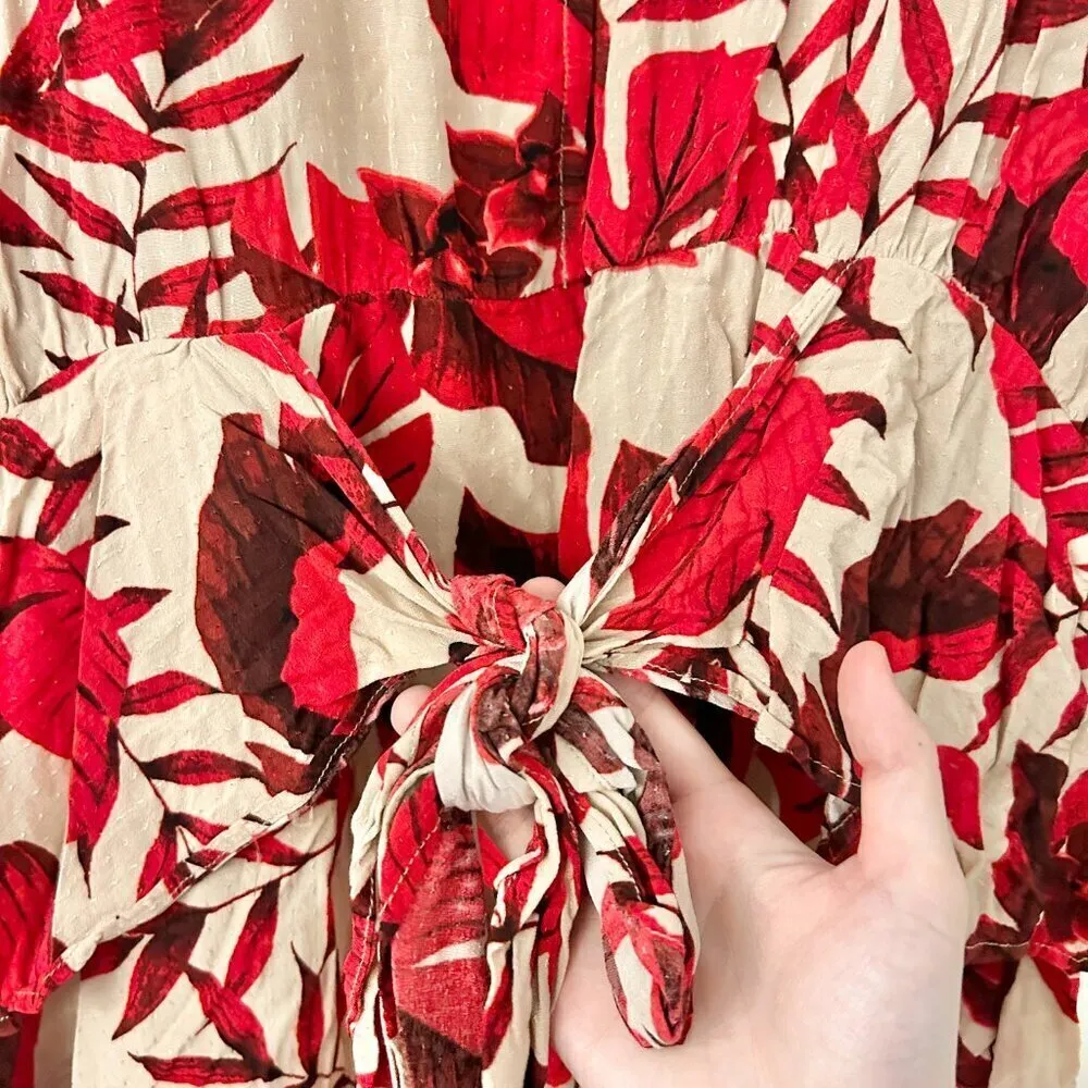 Johanna Ortiz x H&M Red Palm Print Flounced Dress Size XXL NWOT BLOGGER FAVORITE - Image 10