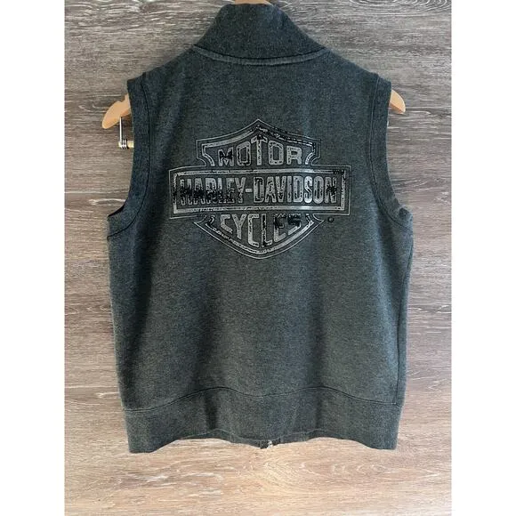 Harley Davidson Vest Grey Size Small Zipper Front Great Condition - Image 2