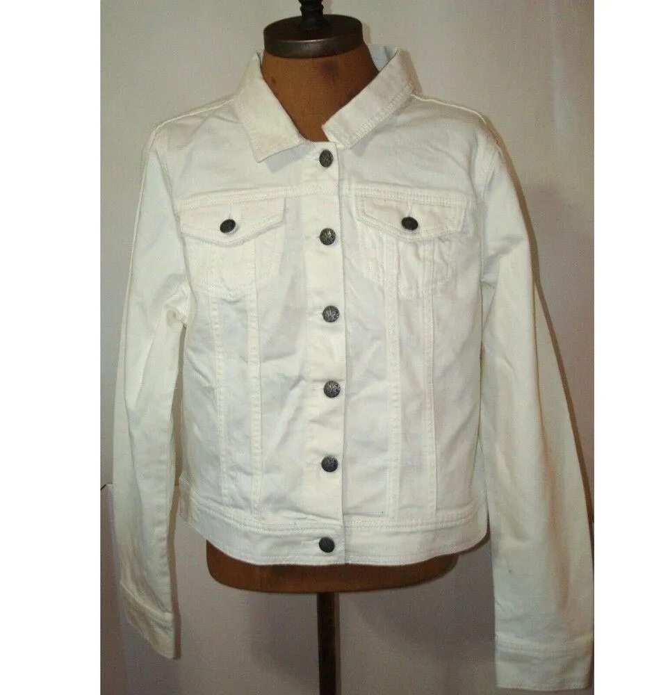 New NWT Prana Dree Womens XL White Denim Jean Jacket Pockets Cool Organic Cotton - Image 2