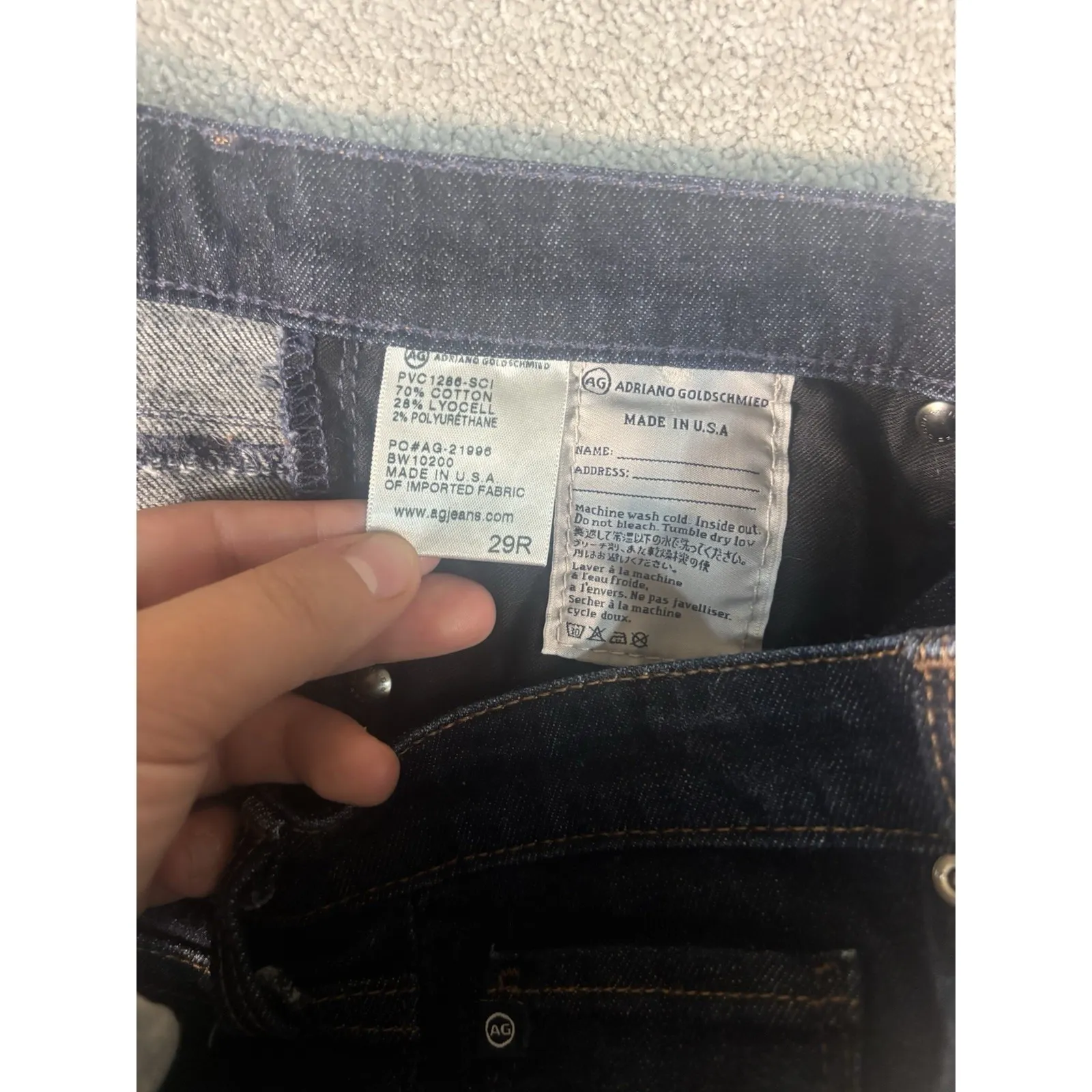 adriano goldschmied jeans stevie slim straight 29r‎ raw hem Dark Wash Mid Rise - Image 6