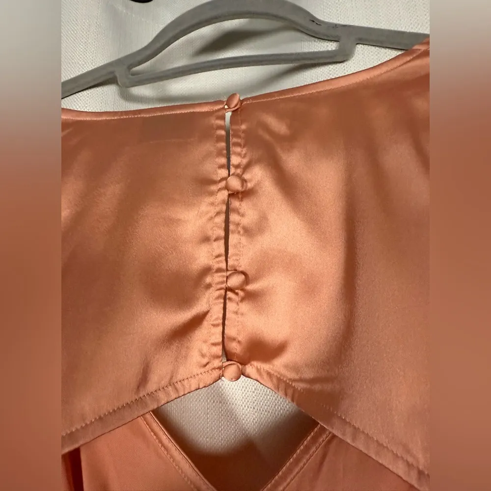 ASOS Design Bias Cut Satin Maxi Tea in Peach Dress 12 - Image 12