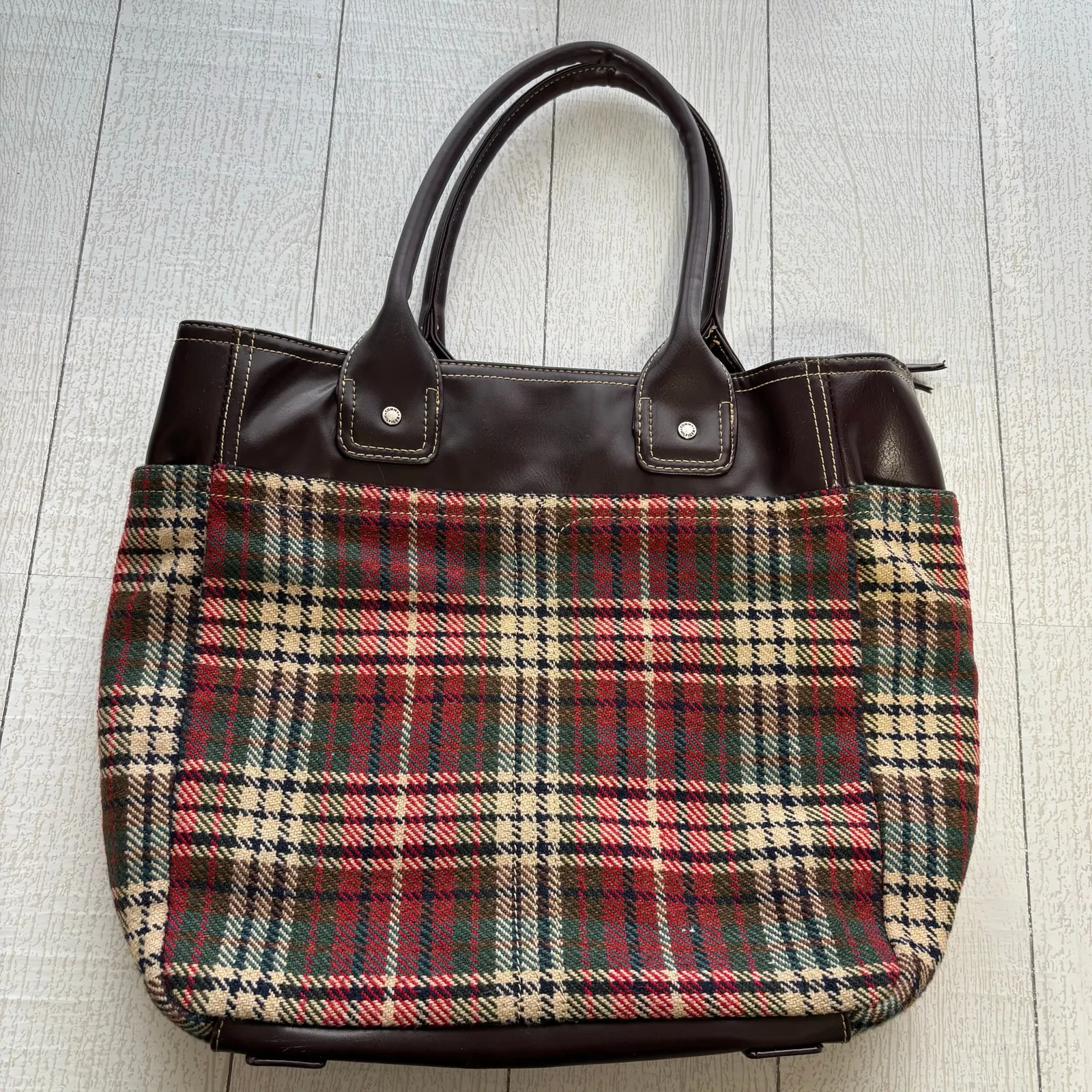 Tommy Hilfiger American Classic Brown Purse Multicolor Plaid - Image 2