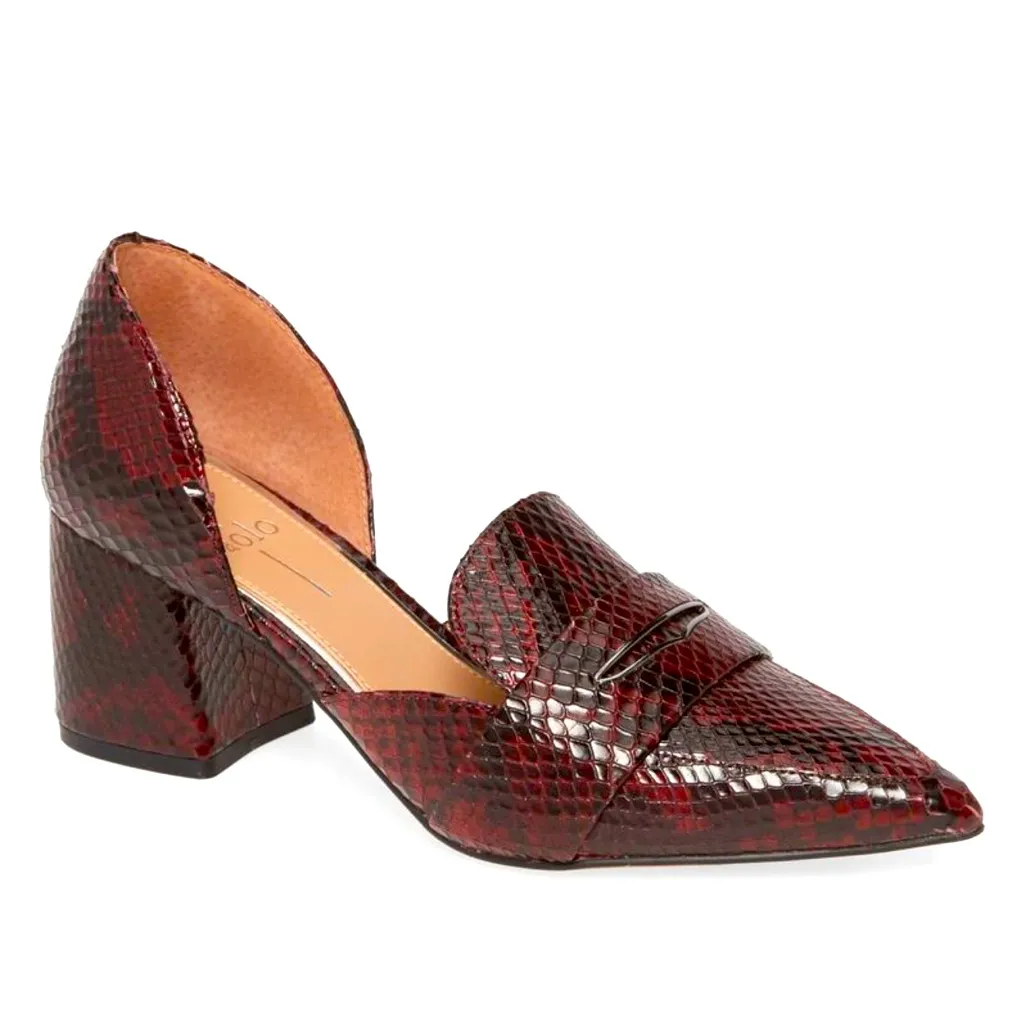 Linea Paolo Cache Burgundy Snakeskin Leather D’Orsay Pumps Women’s Size 5 NWOT Red - Image 2