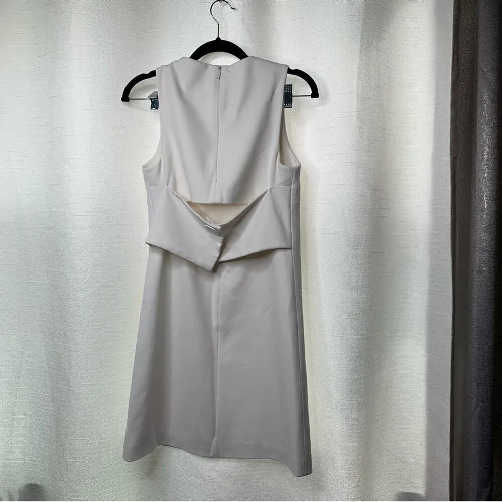 Tibi white structure‎ crepe cutout open back sleeveless shift dress size 0 - Image 3