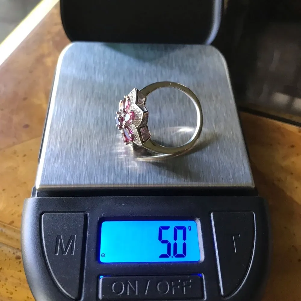 Natural Tanzanian Garnet Sterling Silver Cocktail Ring Size 8 - Image 10