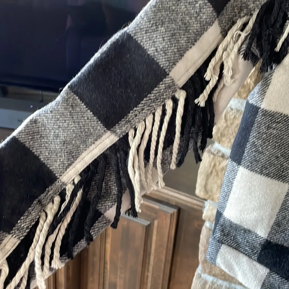 Lucky Brand Wool Blend Buffalo Check Fringe Coat NWT - Image 10