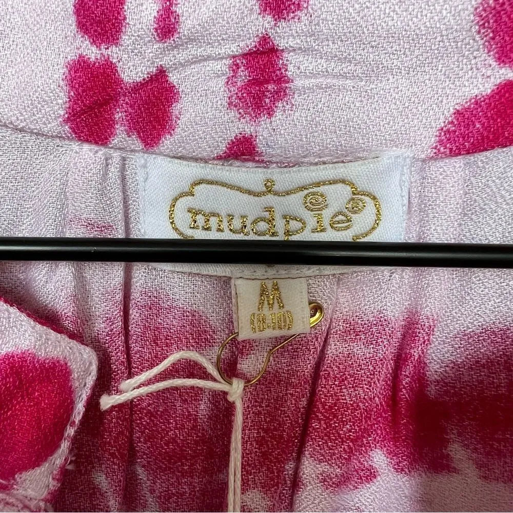 Mud Pie Pink and White Tie-Dye Cover-Up Swing Dress NWT Medium - Image 5
