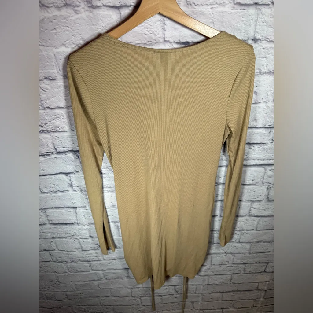 Princess Polly Mikayla Beige Tan Mini‎ Bodycon Ruched Dress Womens size 12 - Image 5