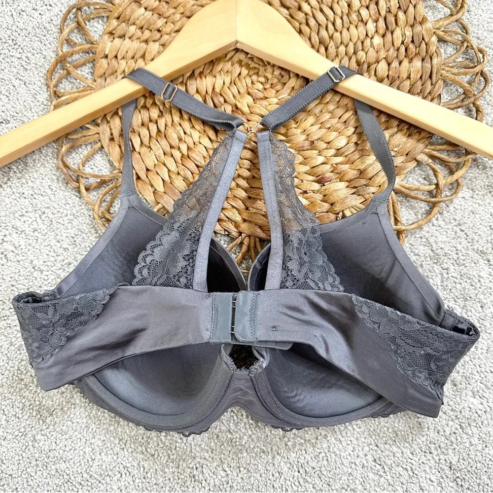 Savage X Fenty By Rihanna Floral Lace Convertible Bra Blackened Grey Pearl Gray Size undefined - Image 6