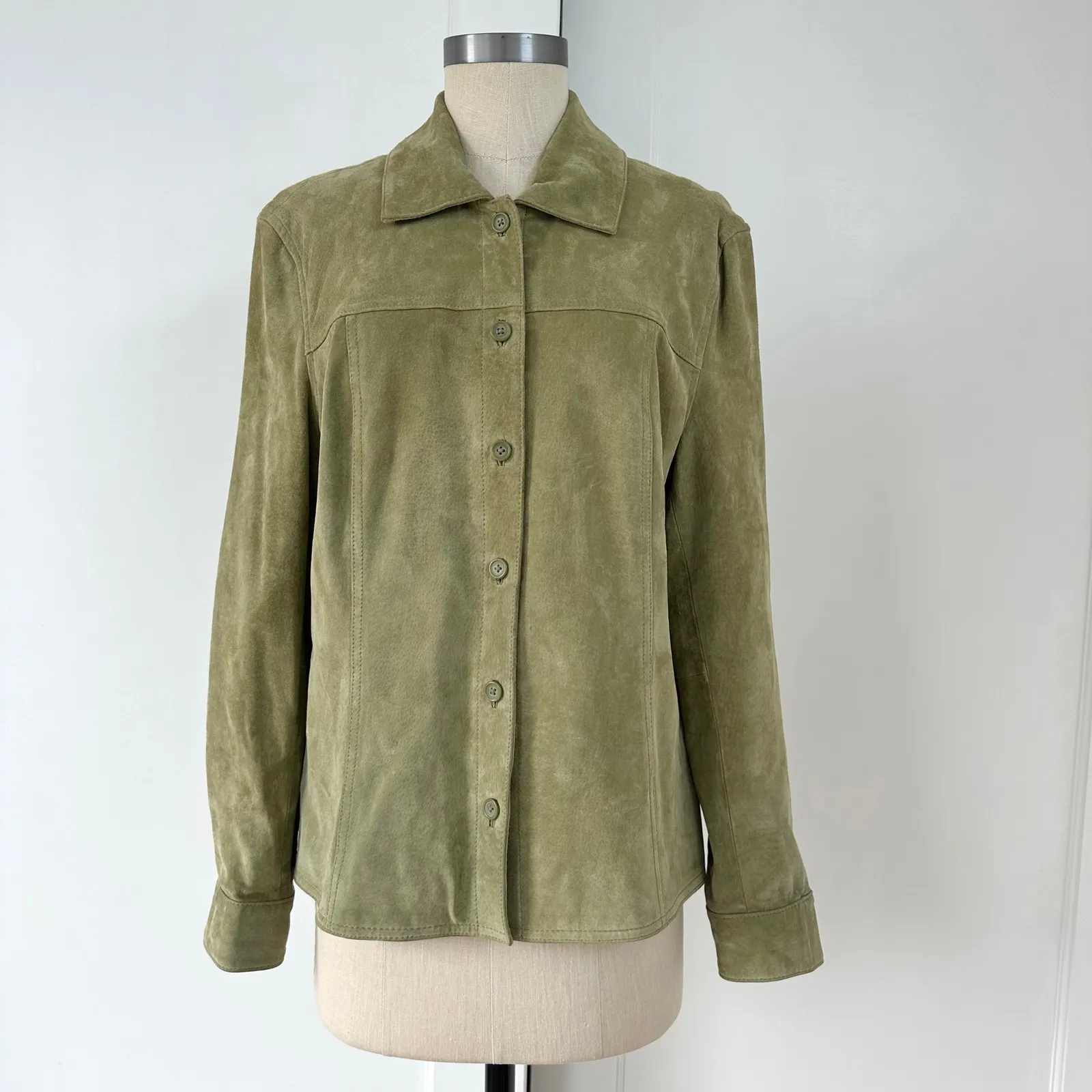 Cherokee Vintage Suede Leather Jacket Olive Green Women's Size L 90s Y2K - Image 9