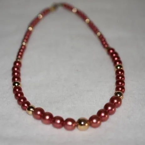 Parkland Signed Vintage Chic Gold Rose Faux Pearl Round Spring Clasp Necklace - Image 4