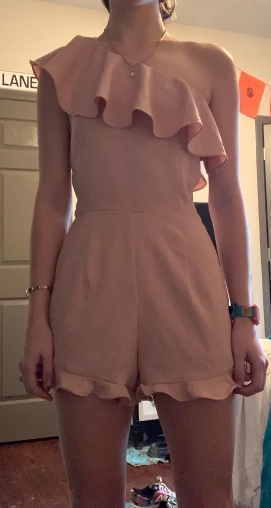 J.O.A Pink One Shoulder Romper  - Image 3