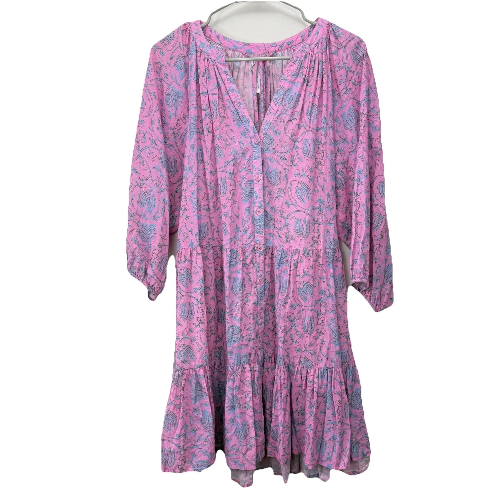 Apiece Apart Pink Floral Long Sleeve Mini Mitte Dress size MEDIUM - Image 5