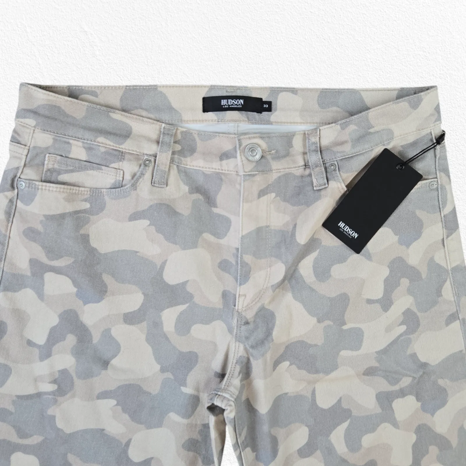 Hudson Camo Green Tan Nico Mid Rise Peyote Straight Leg Split Hem Jeans Size 33 - Image 4