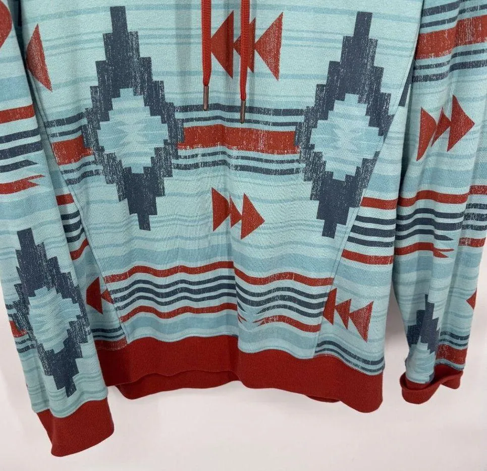 Cruel Pullover Sweatshirt Womens XXL Blue Orange Western Aztec Print Cotton Blen - Image 3